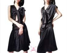 Load image into Gallery viewer, Vintage Ann Demeulemeester Asymmetric Silk Deconstructed Slip Black Sailor Dress
