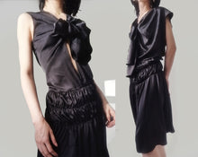Load image into Gallery viewer, Vintage Ann Demeulemeester Asymmetric Silk Deconstructed Slip Black Sailor Dress
