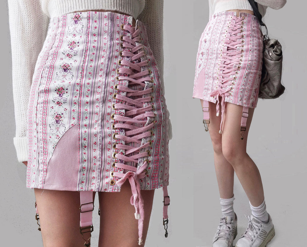 Vintage Bondage Corset Lingerie Cotton Skirt