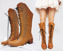 Load image into Gallery viewer, Vintage Pumpkin Edwardian Boots
