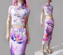 Load image into Gallery viewer, Vintage Sunset Mesh Y2K Tulip Print Dress
