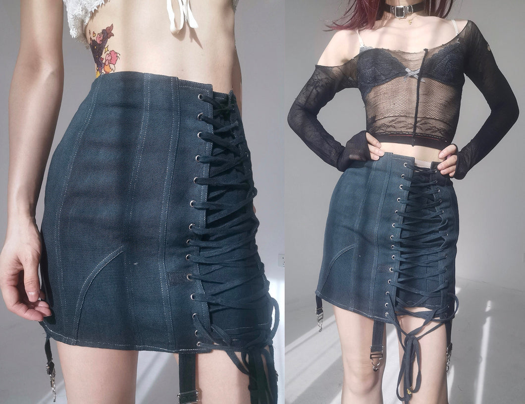 Vintage Bondage Corset Lingerie Cotton Skirt