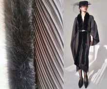 Load image into Gallery viewer, Vintage Black Pleated Cape Coat
